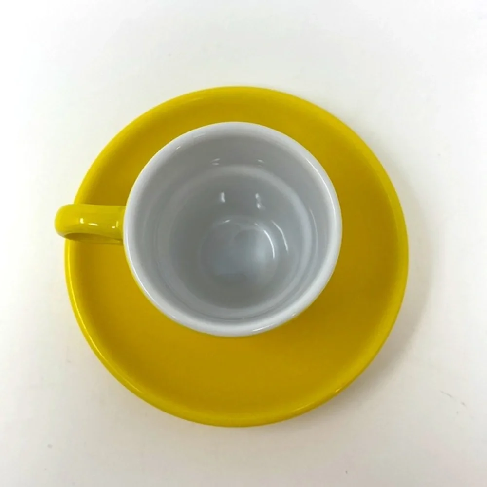 Pier 1 Imports Yellow Stoneware Espresso Cup & Saucer Set